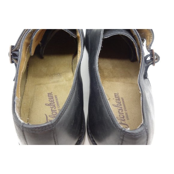Florsheim Black Leather Cap Toe Double Buckle Monk Strap Loafers Shoes Mens 12 D